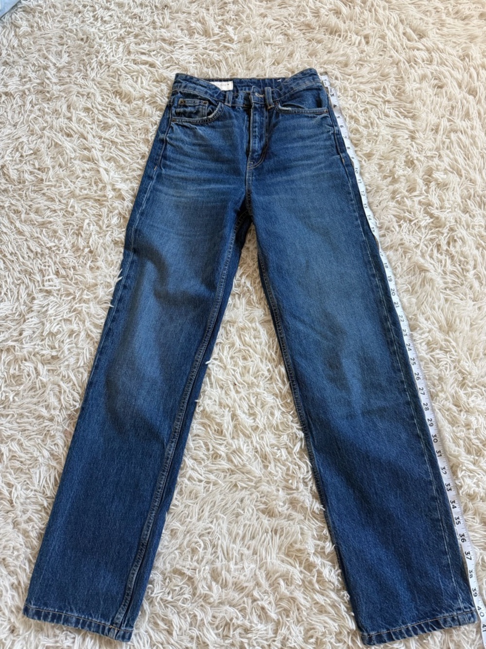 Zara Women's Straight Leg Jeans — Dark Blue Wash